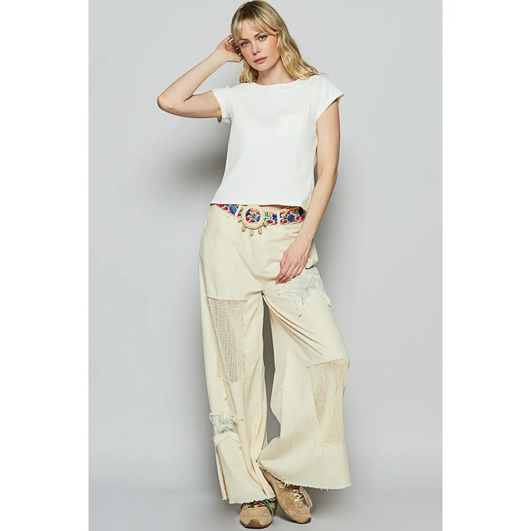 Floral Print Circle Buckle Belt
