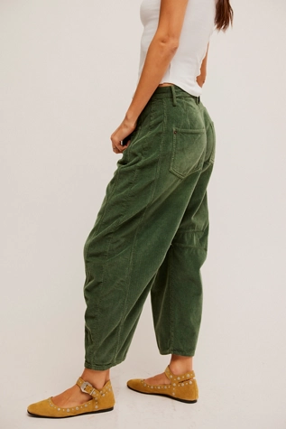 Good Luck Mid-Rise Cord Barrel Jeans