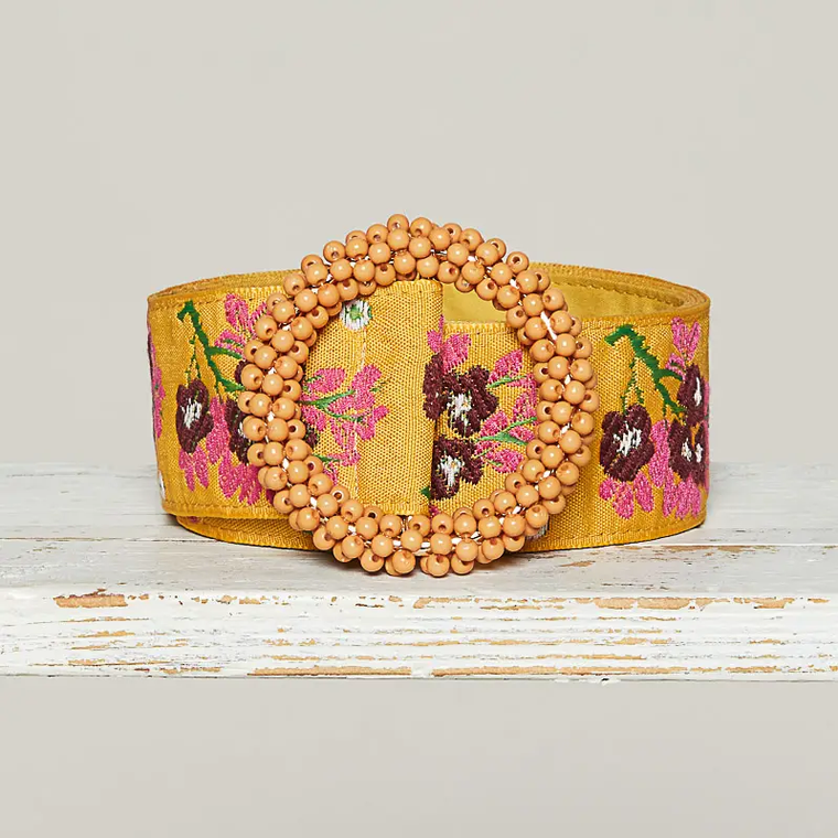 Beaded Circle Buckle Belt