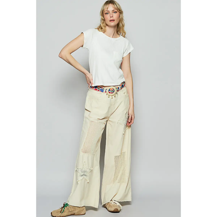 Floral Print Circle Buckle Belt
